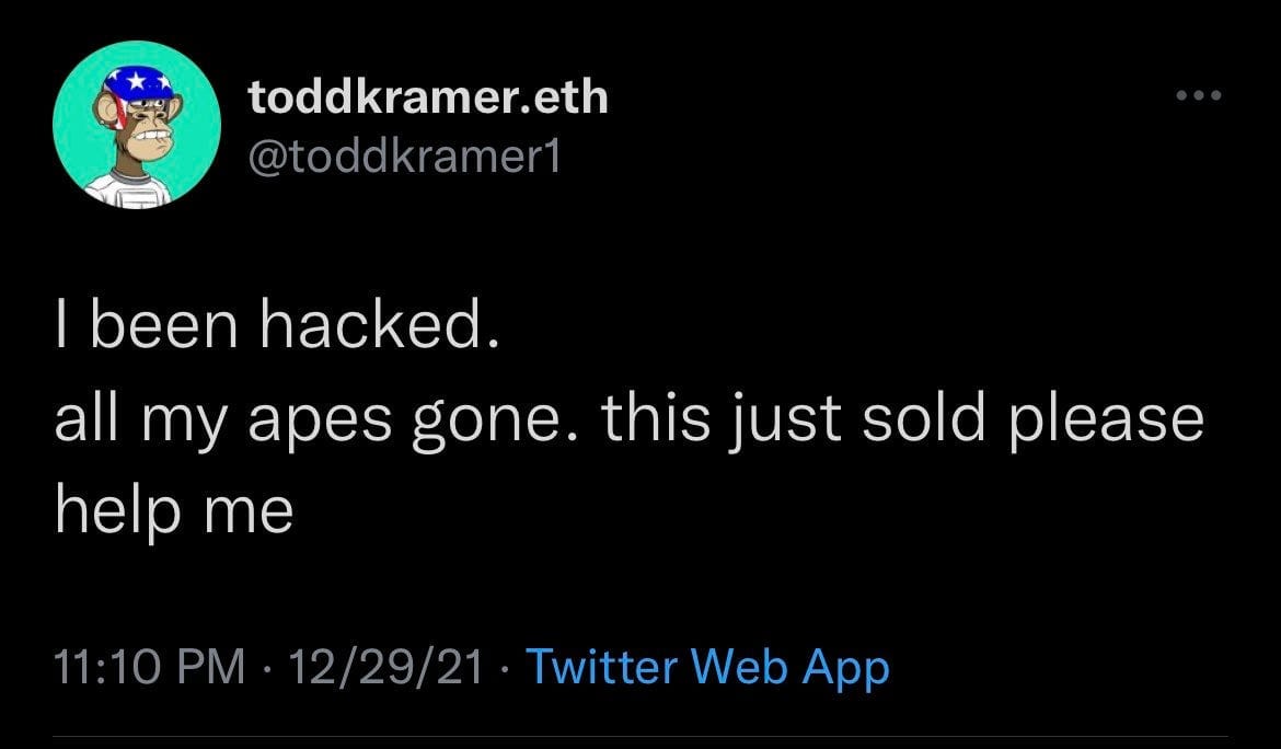 eve6 on Twitter: "i been hacked my apes gone to the bottom of every bottle https://t.co/jTzIyqZPSI" / Twitter
