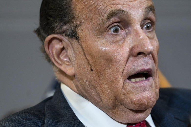 Rudy Giuliani hair dye drip: What kind of color would run down your face when you're sweating?
